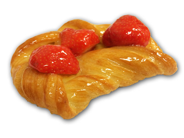 Koffiebroodje met aardbeien